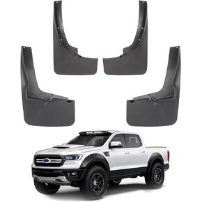 Front & Rear Tire Mud Flaps Splash Guards for Ford Ranger 2019 2020 2021 2022 2023 Heavy Duty Tire Mudguards，No Drilling Installation 4PCS