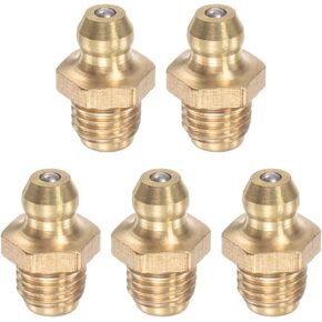 uxcell Brass Straight Grease Fitting 1/4"-28 Thread 8mm Width Hydraulic Grease Fitting Accessories, 5Pcs