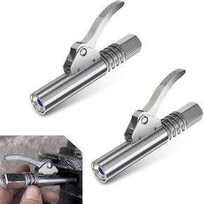 1 PC Car Grease Gun Coupler, High-Pressure Double Handle Grease Nozzle Locking Pliers Grease Nozzle, Manual Pneumatic Gear Self-Locking Universal, Compatible with 1/8" NPT Connector (Silver)
