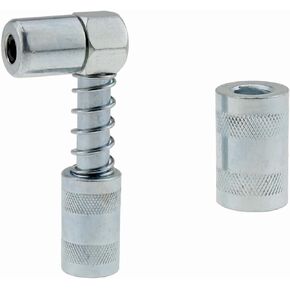 90 Degree Grease Coupler Silver Coupler Adapter 3 Jaw Angle Grease Fitting Tool with Sleeves for Auto, Farm, Truck or Industrial Use