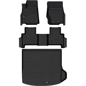Floor Mats for Jeep Grand Cherokee L 2021-2024 6 Passenger Seat (Without Center Console) All Weather Mats Durable Floor Liners Car Mat Custom for Grand Cherokee L Accessories Black