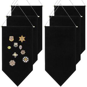 QTLCOHD 6Pcs Enamel Pin Wall Display Banner Blank Canvas Banner with Wooden Dowel for Enamel Pins Lapels Badges Buttons Patches Collection (Black)