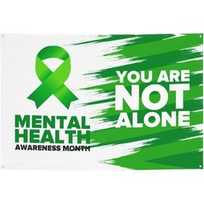 Mental Health Awareness Month Green Ribbon Backdrops 47 * 71 Inches Holiday Party Photography Background Indoor Outdoor Festival Photo Banner Booth Props Wall Decoration