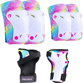 Knee Pads for Kids Knee Elbow Pads Wrist Guards with Drawstring Bag, Adjustable Protective Gear Set for Girls Boys Inline Skating Bike Cycling Skateboard Scooter, Roller Skating