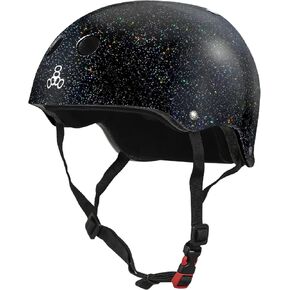 Triple Eight The Certified Sweatsaver Helmet for Skateboarding, BMX, Roller Derby and Roller Skating, Black Glitter, XL/XXL