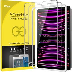 JETech Screen Protector for iPad Pro 11-Inch All Models and iPad Air 5/4 10.9-Inch with Easy Installation Frame, Tempered Glass Film, HD Clear, 2-Pack