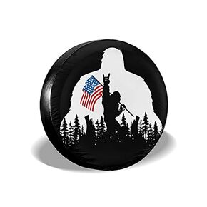 Bigfoot American Flag Camping Spare Tire Cover Wheel Protectors Weatherproof Wheel Covers Universal Fit for Trailer Rv SUV Truck Camper Travel Trailers Accessories 14in