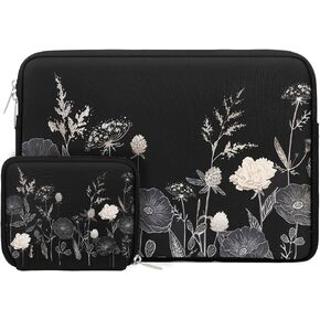 MOSISO Laptop Sleeve Compatible with MacBook Air/Pro, 13-13.3 inch Notebook, Compatible with MacBook Pro 14 inch 2023-2021 A2779 M2 A2442 M1, Neoprene Carrying Bag Cover with Small Case, Retro Flower
