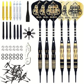 Soft Tip Darts Set - Professional Darts with Customizable Configuration, Aluminum & Plastic Shafts, O-Rings, Flights, Dart Tool, 50PC Extra 2BA Tips