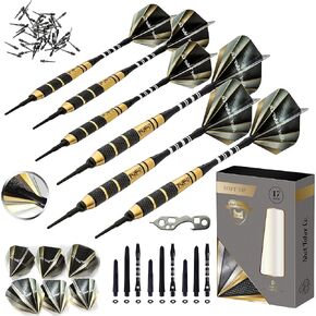 Soft Tip Darts Set - Professional Darts with Customizable Configuration, Aluminum & Plastic Shafts, O-Rings, Flights, Dart Tool, 50PC Extra 2BA Tips