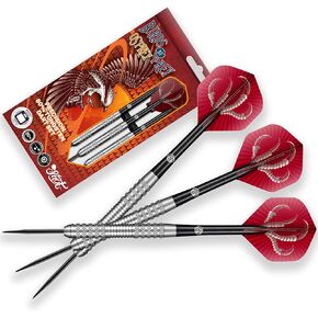 Shot! Darts Steel Tip, Birds of Prey Osprey (23g/24g/26g/28g), 90% Tungsten Barrel, Center Weighted, Handcrafted Professional Dart Set & Flights Made in New Zealand, Metal Tip for Bristle Dartboard
