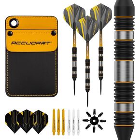 Accudart Steel Tip Dart Set 4.0 - Tungsteel Barrel - Round Grooves for Consistent Grip - Polycarbonate Shafts - Pocket Wallet for Convenient Storage - Standard Shape Flights