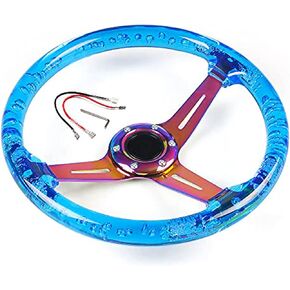 13.8"Racing/Golf Cart Steering Wheel for Club Car DS and Club Car Precedent EZGO Yamaha 6 Bolts Neo Chrome Spokes Racing Sports Steering Wheel