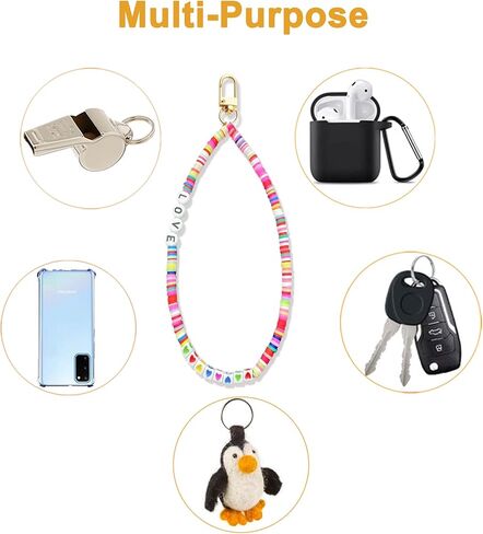 Clay Phone Charm Strap with 2 Tether Tabs,Detachable Phone Lanyard Hands-Free Wrist Strap Accessory for Women - iPhone 15 Pro Max/ 14 Pro Max/ 13 Pro Max/ 12 in Kuwait