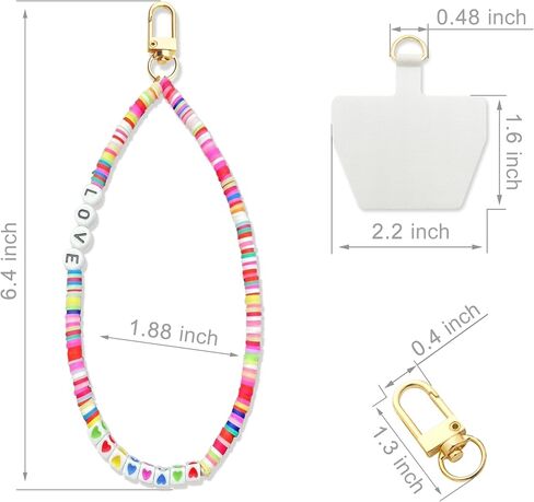 Clay Phone Charm Strap with 2 Tether Tabs,Detachable Phone Lanyard Hands-Free Wrist Strap Accessory for Women - iPhone 15 Pro Max/ 14 Pro Max/ 13 Pro Max/ 12 in Kuwait