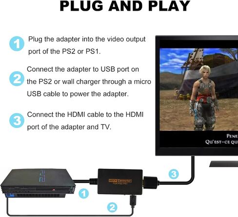 محول PS2 إلى HDMI، يدعم محول تحويل 1080P و720P لـ PS2/PS1 in Saudi Arabia