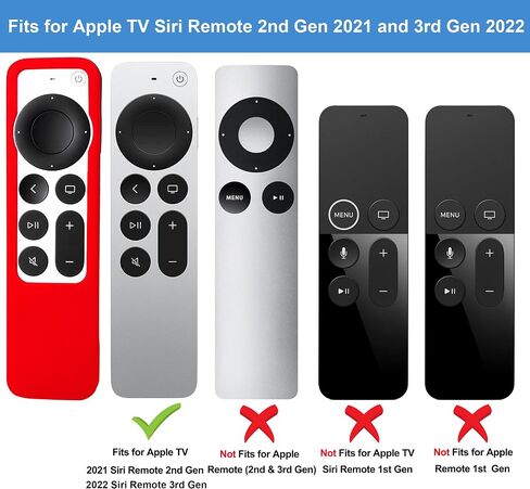 حافظة متوافقة مع جهاز التحكم عن بعد Apple TV 4K Siri Remote 2021 2022 - حافظة من السيليكون الناعم غطاء غلاف متوافق مع جهاز التحكم عن بعد Apple TV 4K / HD Siri (الجيل الثاني والثالث) - أحمر in Kuwait