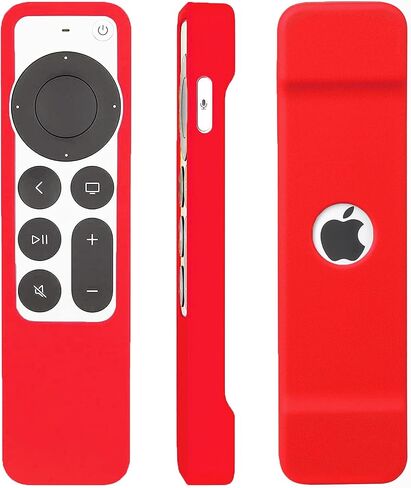حافظة متوافقة مع جهاز التحكم عن بعد Apple TV 4K Siri Remote 2021 2022 - حافظة من السيليكون الناعم غطاء غلاف متوافق مع جهاز التحكم عن بعد Apple TV 4K / HD Siri (الجيل الثاني والثالث) - أحمر in Kuwait