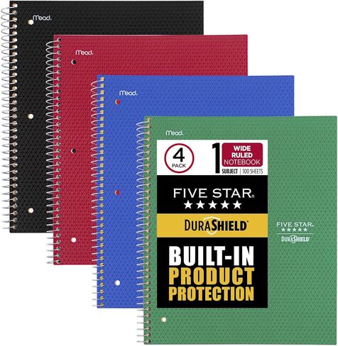 مجلدات بلاستيكية من Five Star DuraShield مضادة للميكروبات بجيبين، 4 عبوات، تحمل 11 بوصة × 8-1/2 بوصة، أسود، أحمر، أخضر كهربائي، أزرق كوبالت (330010) in Saudi Arabia