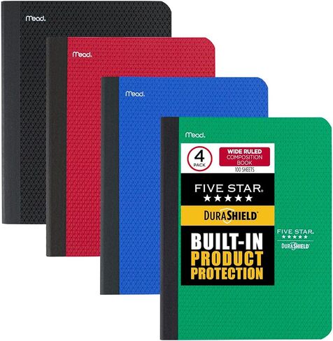 مجلدات بلاستيكية من Five Star DuraShield مضادة للميكروبات بجيبين، 4 عبوات، تحمل 11 بوصة × 8-1/2 بوصة، أسود، أحمر، أخضر كهربائي، أزرق كوبالت (330010) in Saudi Arabia