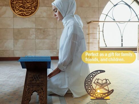 2 حزمة عيد الحرف ضوء الليل، اليدوية 3D خشبية القمر كتاب شكل أدى ضوء الديكور، رمضان مبارك مصباح الزينة، حزب المنزل عيد الحلي هدية للمسلمين، رمضان، ديكور الجدول الإسلامي in Saudi Arabia