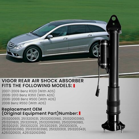 VIGOR Rear Air Suspension Shock Absorber Compatible with 2006-2013 Benz R-Class W251 R320 R350 R500 R550 with ADS Car Air Strut, OEM Replace Number 2513200931, 2513201031 in Saudi Arabia