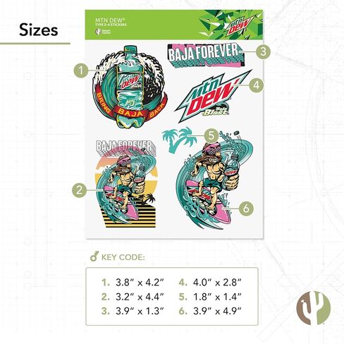 Desert Cactus Mountain Dew Mt Dew Sticker Vinyl Decal Laptop Water Bottle Car Scrapbook (Type 2-4) in Saudi Arabia