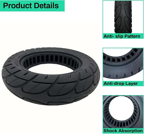 إطار صلب 10 × 2.50 متوافق مع إطارات Segway Ninebot MAX G30/G30E/G30LP/Gotrax إطارات عجلة السكوتر الكهربائية 10 بوصة إطار قرص العسل 60/70-6.5 إطار سكوتر in Kuwait