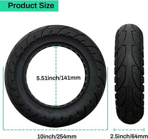 إطار صلب 10 × 2.50 متوافق مع إطارات Segway Ninebot MAX G30/G30E/G30LP/Gotrax إطارات عجلة السكوتر الكهربائية 10 بوصة إطار قرص العسل 60/70-6.5 إطار سكوتر in Kuwait