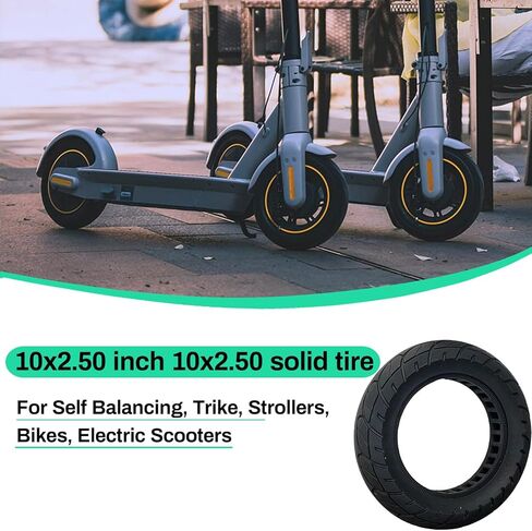 إطار صلب 10 × 2.50 متوافق مع إطارات Segway Ninebot MAX G30/G30E/G30LP/Gotrax إطارات عجلة السكوتر الكهربائية 10 بوصة إطار قرص العسل 60/70-6.5 إطار سكوتر in Kuwait