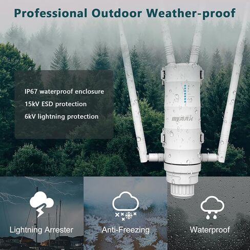 موسع واي فاي شبكي خارجي طويل المدى MyMAX-WN572HP3-AC1200/نقطة وصول خارجية/مكرر لاسلكي/مضخم إشارة معزز للإنترنت (مع منفذ إيثرنت و4 هوائيات، نطاق مزدوج 1200 ميجابت في الثانية، مقاوم للطقس) in Kuwait