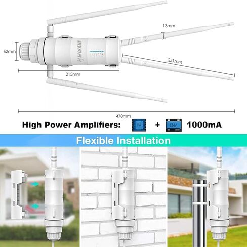 موسع واي فاي شبكي خارجي طويل المدى MyMAX-WN572HP3-AC1200/نقطة وصول خارجية/مكرر لاسلكي/مضخم إشارة معزز للإنترنت (مع منفذ إيثرنت و4 هوائيات، نطاق مزدوج 1200 ميجابت في الثانية، مقاوم للطقس) in Kuwait
