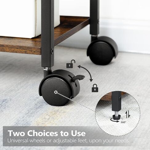 حامل طابعة مع رف تخزين قابل للتعديل، حامل برج كمبيوتر ثلاثي الطبقات مع خطافين، عربة طابعة دوارة للمساحات الصغيرة والمكاتب المنزلية، حامل وحدة المعالجة المركزية بعجلات، بني ريفي PTHR6001Z in Kuwait