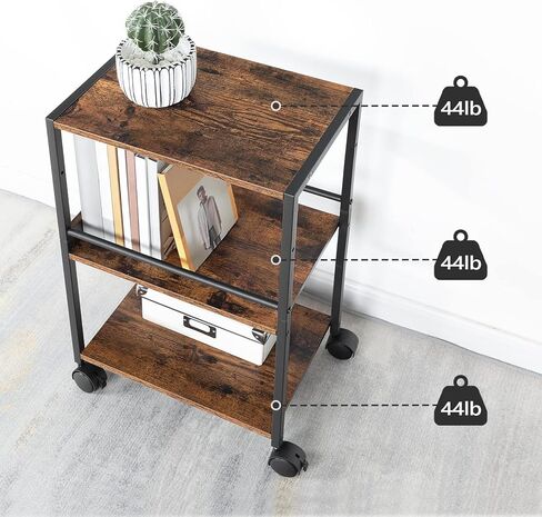 حامل طابعة مع رف تخزين قابل للتعديل، حامل برج كمبيوتر ثلاثي الطبقات مع خطافين، عربة طابعة دوارة للمساحات الصغيرة والمكاتب المنزلية، حامل وحدة المعالجة المركزية بعجلات، بني ريفي PTHR6001Z in Kuwait