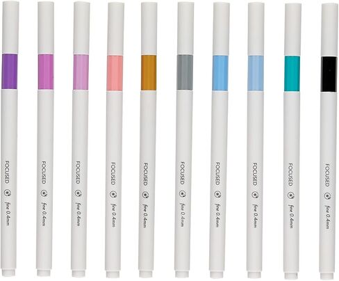 Erin Condren Set of 10 Eco-Friendly Colorful Fineliner Pens - Water-Based Ink, Stand-Up Reusable Case, 0.4mm Fine Tip for Precision Writing, Color-Coding, Journaling, Scheduling and More in Saudi Arabia
