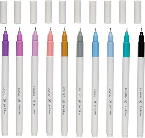Erin Condren Set of 10 Eco-Friendly Colorful Fineliner Pens - Water-Based Ink, Stand-Up Reusable Case, 0.4mm Fine Tip for Precision Writing, Color-Coding, Journaling, Scheduling and More in Saudi Arabia