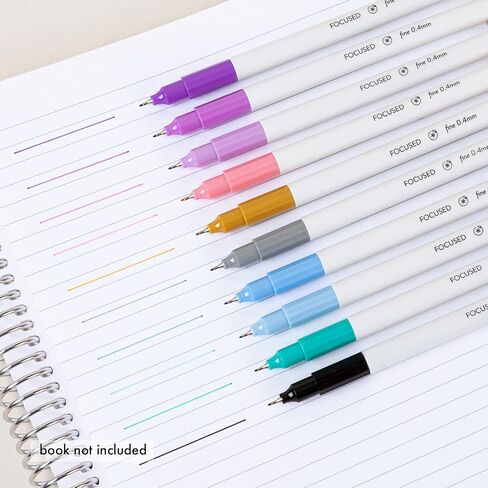 Erin Condren Set of 10 Eco-Friendly Colorful Fineliner Pens - Water-Based Ink, Stand-Up Reusable Case, 0.4mm Fine Tip for Precision Writing, Color-Coding, Journaling, Scheduling and More in Saudi Arabia