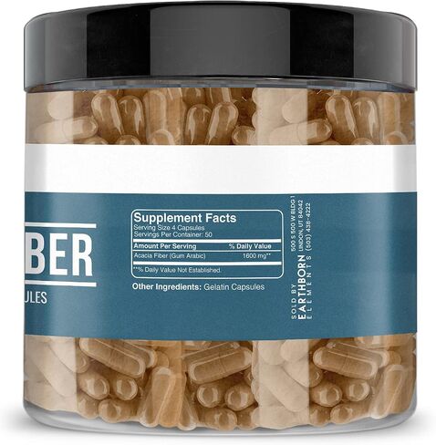 Earthborn Elements Acacia Fiber 200 Capsules, Pure & Undiluted, No Additives in Saudi Arabia