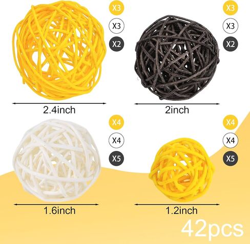 DomeStar 42PCS Decorative Rattan Balls, Wicker Balls Decorative Twig Orbs Spheres Bowl Fillers Vase Fillers for Home Decor DIY Crafts in Saudi Arabia