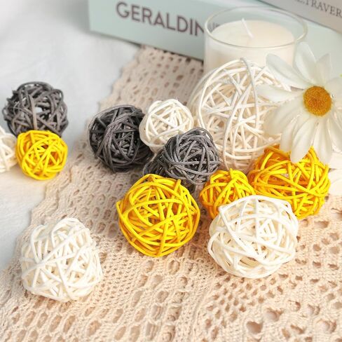 DomeStar 42PCS Decorative Rattan Balls, Wicker Balls Decorative Twig Orbs Spheres Bowl Fillers Vase Fillers for Home Decor DIY Crafts in Saudi Arabia