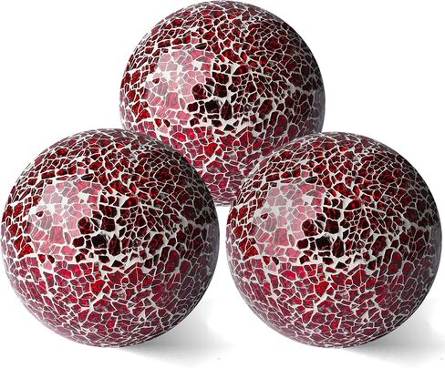 4 in Decorative Orbs Glass Balls Set of 3,Mosaic Sphere globe for Whole Housewares,Wedding/Birthday,Bowls,Vases Dining Table Centerpieces(Silver,Black,Gold) in Kuwait