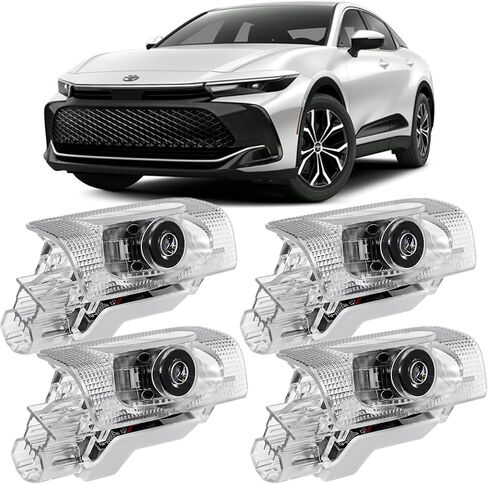 【تحديث 2024】 4 قطع من مصابيح باب السيارة، مصابيح ترحيب عالية الدقة LED لجهاز عرض البركة، مصابيح شبح الظل المجاملة متوافقة مع سلسلة Crown/Highlander/Corolla/Camry/Sienna/Venza/Avalon in Kuwait