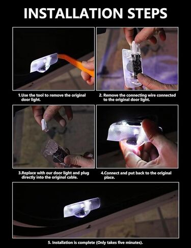 【تحديث 2024】 4 قطع من مصابيح باب السيارة، مصابيح ترحيب عالية الدقة LED لجهاز عرض البركة، مصابيح شبح الظل المجاملة متوافقة مع سلسلة Crown/Highlander/Corolla/Camry/Sienna/Venza/Avalon in Kuwait