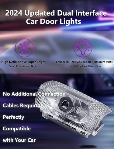 【تحديث 2024】 4 قطع من مصابيح باب السيارة، مصابيح ترحيب عالية الدقة LED لجهاز عرض البركة، مصابيح شبح الظل المجاملة متوافقة مع سلسلة Crown/Highlander/Corolla/Camry/Sienna/Venza/Avalon in Kuwait