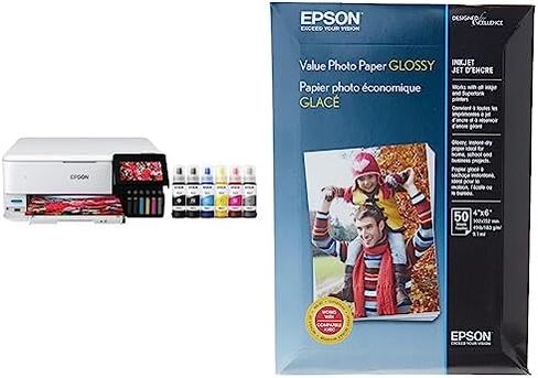 Epson EcoTank Photo ET-8550 Wireless Wide-Format All-in-One Supertank Printer with Scanner, Copier, Ethernet and 4.3-inch Color Touchscreen, Large in Saudi Arabia