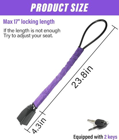 قفل عجلة القيادة، جهاز مضاد للسرقة لقفل عجلة القيادة عالي القوة مع مفتاحين، جهاز أمان السيارة لمنع سرقة السيارة، قفل حزام الأمان العالمي لمعظم السيارات (أسود) in Kuwait