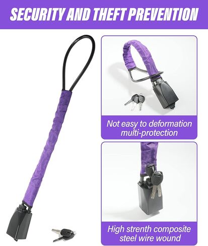 قفل عجلة القيادة، جهاز مضاد للسرقة لقفل عجلة القيادة عالي القوة مع مفتاحين، جهاز أمان السيارة لمنع سرقة السيارة، قفل حزام الأمان العالمي لمعظم السيارات (أسود) in Kuwait