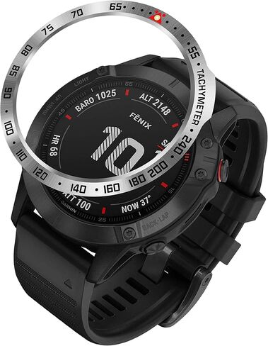 Stainless Steel Bezel Ring Compatiable with Garmin Fenix 6X/6X Pro Watch, Bezel Ring Adhesive Cover Anti Scratch & Collision Protector for Garmin Watch Accessory (Silver - Not For 6/6 Pro) in Kuwait