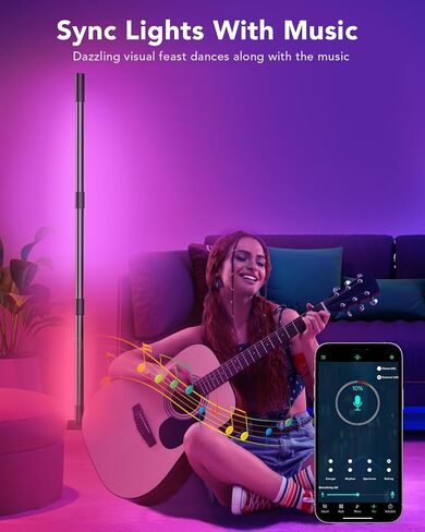 مصباح أرضي للزاوية RGB، مصباح زاوية LED يدور 360 درجة مع ضوء كشاف، جهاز تحكم عن بعد ذكي وبلوتوث، مصباح قائم للتوصيل والتشغيل لغرفة المعيشة، 16 مليون لون DIY، مزامنة الموسيقى، إعداد المؤقت in Kuwait