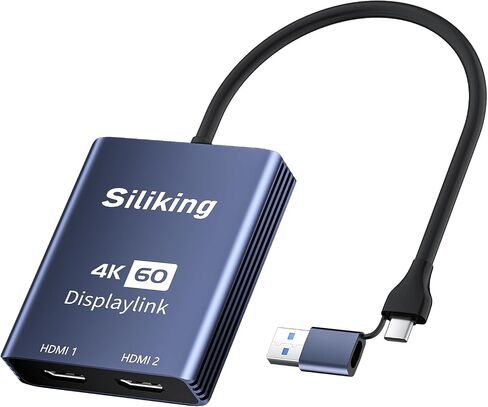 محول HDMI مزدوج 4K لأجهزة MacBooks - موزع USB-C إلى HDMI مزدوج لشاشات متعددة، ومحول HDMI إلى USB-C ومحول HDMI إلى USB-C للشاشة، توافق سلس مع M1، M2، M3، DisplayLink in Saudi Arabia